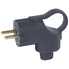   Legrand 050252 oldalsó bekötésű kihúzóval fekete földelt csatlakozódugó