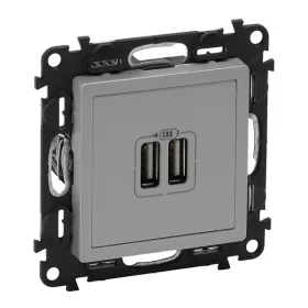   Legrand 753312 Valena Life beépített tápegységgel - 5V - 1500 mA alumínium kettős USB töltőaljzat