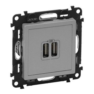   Legrand 753312 Valena Life beépített tápegységgel - 5V - 1500 mA alumínium kettős USB töltőaljzat