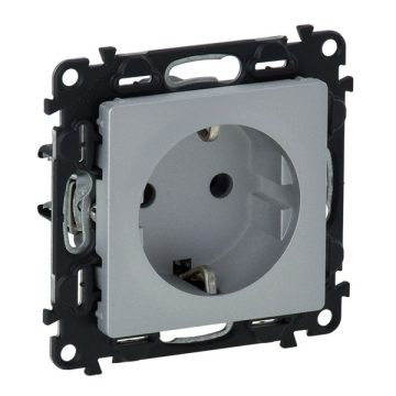   Legrand 753325 Valena Life gyermekvédelem nélkül/ csavaros vezetékbekötéssel alumínium 2P+F csatlakozóaljzat