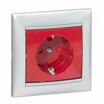   Legrand 774327 Valena reteszelt piros betéttárcsával 2P+F csatlakozóaljzat