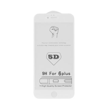   Apple iPhone 7 Plus/8 Plus, 5D Full Glue hajlított tempered glass kijelzővédő üvegfólia, fehér