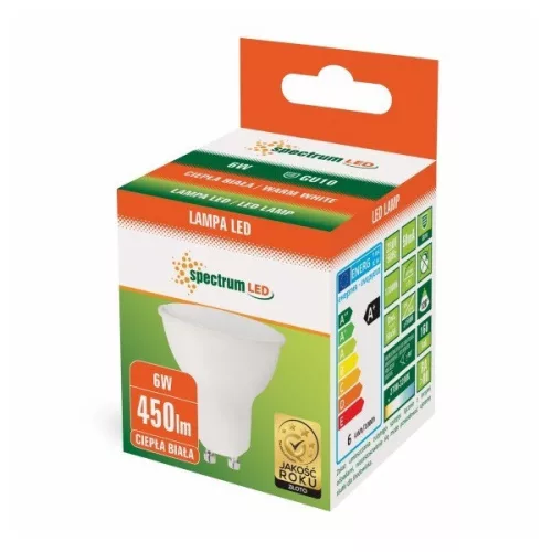 SpectrumLED 6W/450Lm/3000K/IP20/GU10/120stupňový LED svetelný zdroj GU10
