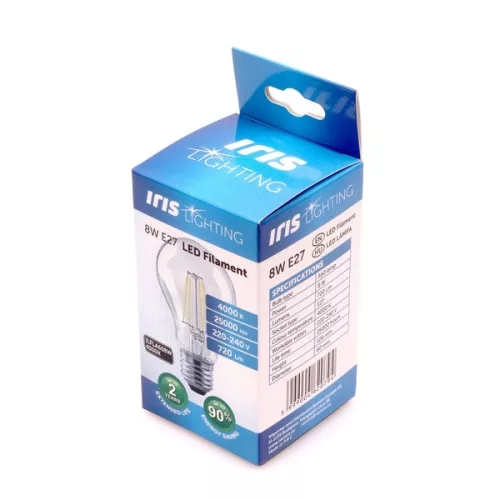 LED žiarovka Iris Lighting Filament A E27 FLA60 8W/4000K/720lm