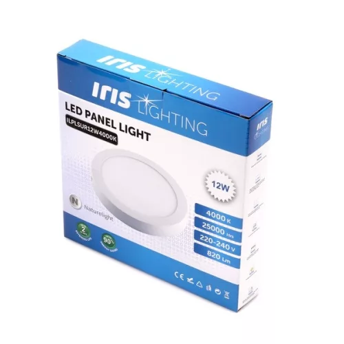 Stropný okrúhly LED panel Iris Lighting PLSUR-12W 12W/820lm/4000K