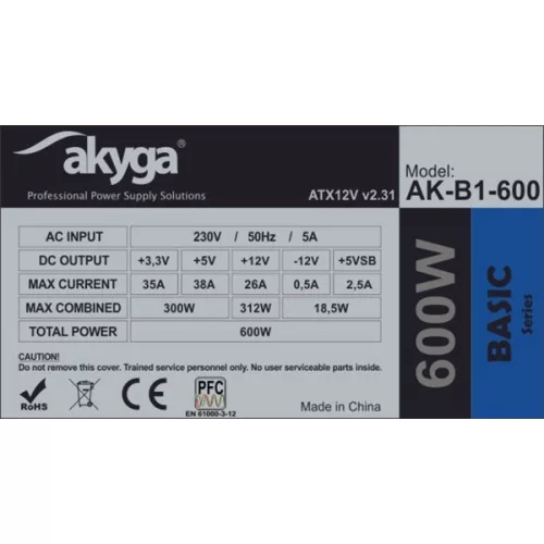 Základný napájací zdroj Akyga 600W AK-B1-600