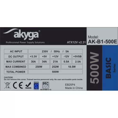 Základný zdroj Akyga 500W (AK-B1-500E)