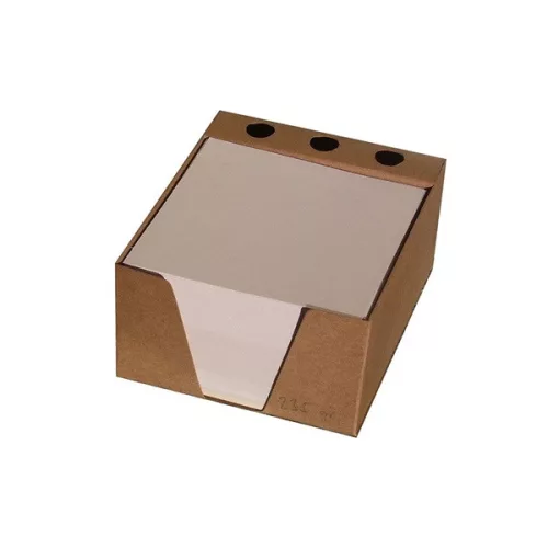 Caesar-Notizblock, weiß, flach, mit Box und Stiftehalter