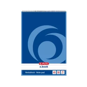 Herlitz A5 Spiralnotizbuch mit 50 Blatt, liniert