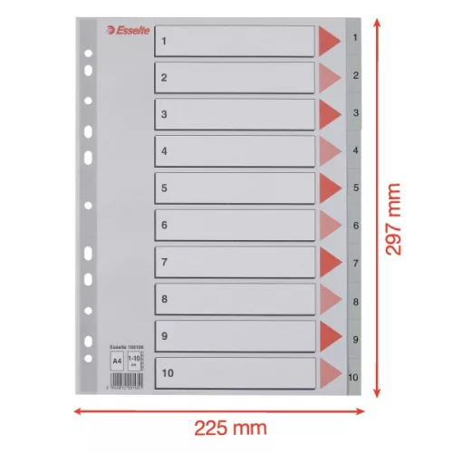 Esselte A4 1-10 műanyag regiszter