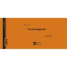   D.F.21/B 25x5lapos "Visszárujegyzék" nyomtatvány