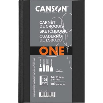   Canson One 14x21,6 cm, álló, 100 g/m2, ragasztott fehér rajzpapírfüzet