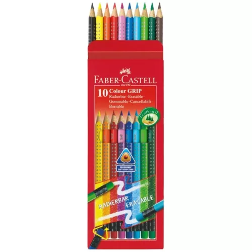 Faber-Castell Grip háromszögletű radíros 10 db színesceruza készlet