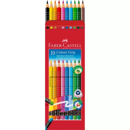 Faber-Castell Grip háromszögletű radíros 10 db színesceruza készlet