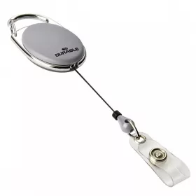   Robuster, stylischer Namensschildhalter (1 Stück, grau) mit Druckknopfverschluss