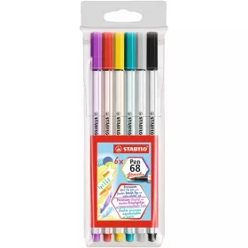 Stabilo Pen 68 brush 6db-os vegyes színű ecsetfilc