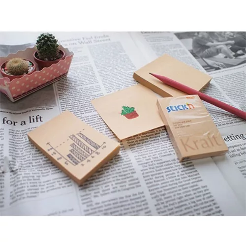 Stick'N KraftNotes 76x51 mm 100 Blatt selbstklebender Notizblock aus natürlichem Recyclingmaterial