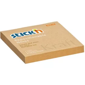   Stick'N KraftNotes 76x76 mm 100 Blatt selbstklebender Notizblock aus natürlichem Recyclingmaterial