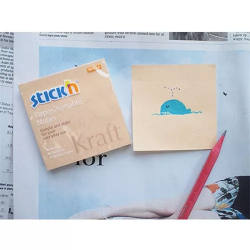 Stick'N KraftNotes 76x76 mm 100 Blatt selbstklebender Notizblock aus natürlichem Recyclingmaterial