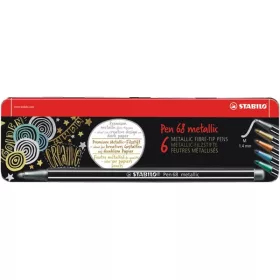   Stabilo Pen 68 metallic fémdobozos 6db-os vegyes színű filctoll készlet