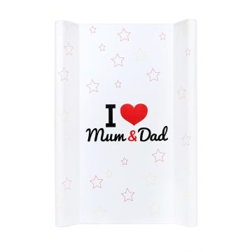   Merev pelenkázó lap New Baby I love Mum and Dad fehér 50x80cm