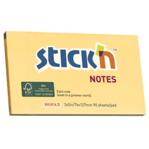Stick'N 76x127mm 90lap környezetbarát pasztell narancs jegyzettömb