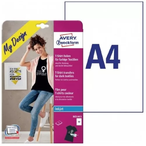 Avery MD1003 A4 Bügeltransferfolie, 4 Stück