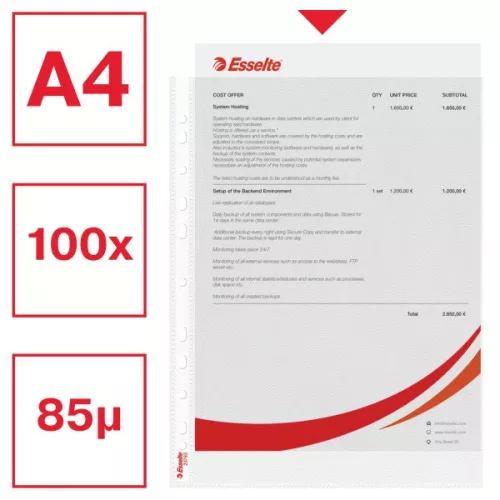 Esselte 85 mikron 100db/cs narancsos lefűzhető genotherm