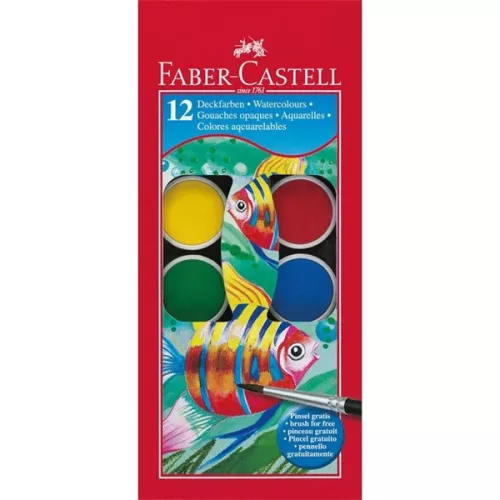 Faber-Castell set akvarela s 12 boja, 30 mm, s kistom