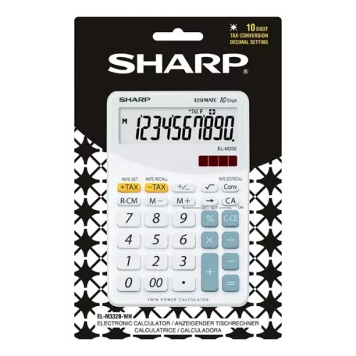 Sharp ELM332BWH napelemes asztali számológép
