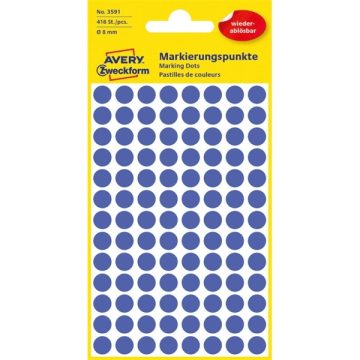   Avery 3591 8mm visszaszedhető 416db-os indigókék jelölőpont