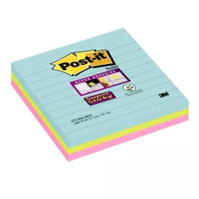   3M Post-it® Super Sticky Miami Notizblock, 101 x 101 mm, liniert, 3 Stück/Packung, 100 % PEFC-zertifiziert, SGSCH-PEFC-COC-110078
