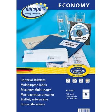   Avery Europe100 ELA021 105x48mm univerzális 1200db-os etikett