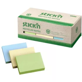   Stick'N 38x50mm Recyclingpapier, 100 Blatt, 12 Blöcke/Box