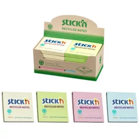   Stick'N 78x78mm Recyclingpapier, 100 Blatt, 12 Blöcke/Box