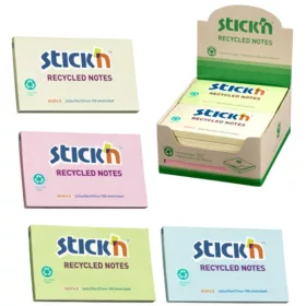   Stick'N 78x127mm Recyclingpapier, 100 Blatt, 12 Blöcke/Box