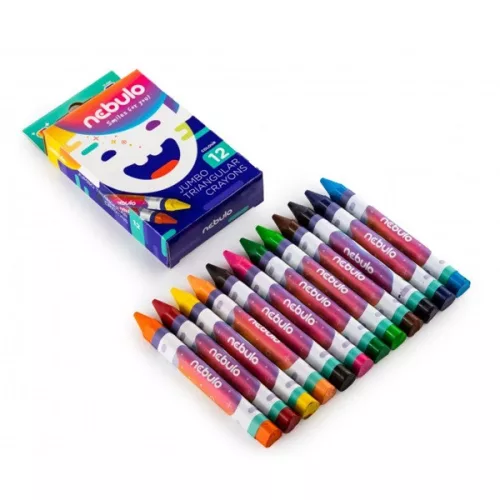 Nebulo Jumbo háromszögletű 12 db-os vegyes színű zsírkréta készlet