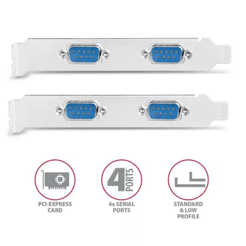 Axagon PCEA-S4N 4 sériové porty 1 linka PCI-Express karta