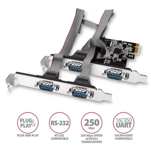 Axagon PCEA-S4N 4 sériové porty 1 linka PCI-Express karta
