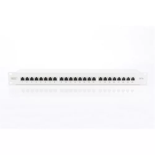DIGITUS 19" 1HE 24-Port Cat.6A Kompaktes graues geschirmtes Patchpanel