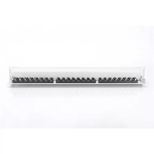 DIGITUS 19" 1HE 24-Port Cat.6A Kompaktes graues geschirmtes Patchpanel