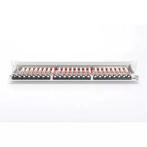 DIGITUS 19" 1HE 24-Port Cat.6A Kompaktes graues geschirmtes Patchpanel