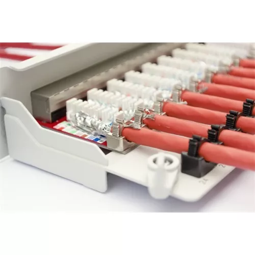 DIGITUS 19" 1HE 24-Port Cat.6A Kompaktes graues geschirmtes Patchpanel