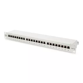   DIGITUS 19" 1HE 24-Port Cat.6 Kompaktes graues geschirmtes Patchpanel