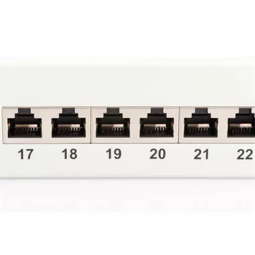 DIGITUS 19" 1HE 24-Port Cat.6 Kompaktes graues geschirmtes Patchpanel