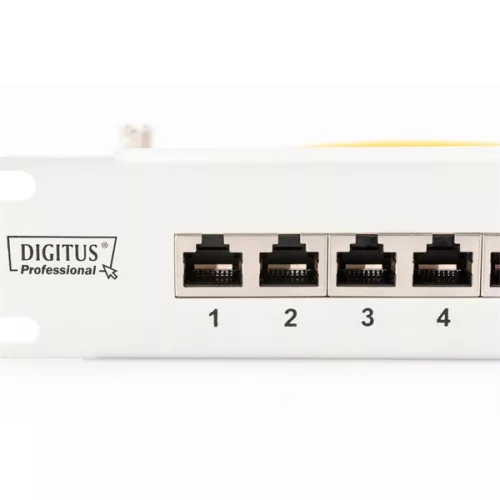 DIGITUS 19" 1HE 24-Port Cat.6 Kompaktes graues geschirmtes Patchpanel