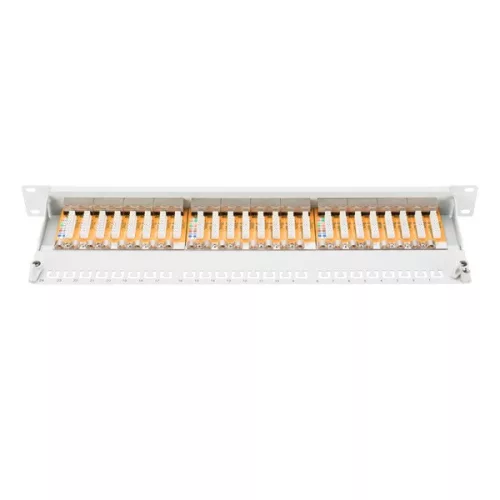 DIGITUS 19" 1HE 24-Port Cat.6 Kompaktes graues geschirmtes Patchpanel
