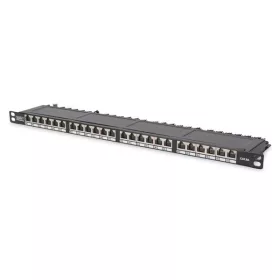   DIGITUS 19" 0,5U 24-Port Cat.6 HD Kompaktes schwarzes geschirmtes Patchpanel