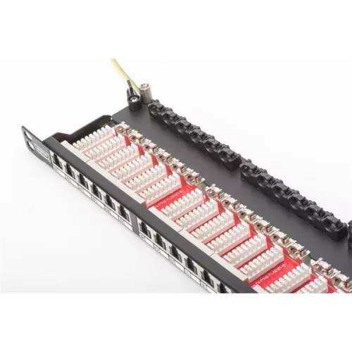 DIGITUS 19" 0,5U 24-Port Cat.6 HD Kompaktes schwarzes geschirmtes Patchpanel