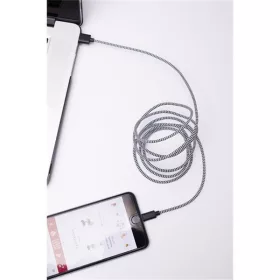  Kikkerland US113-BK-EU Čiernobiely Lightning kábel s textilným poťahom